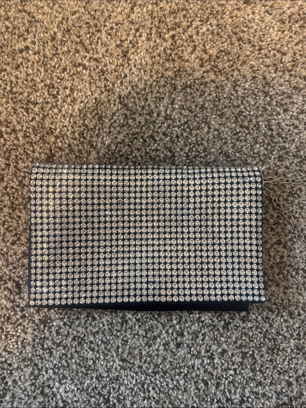 Crystal Embellished Black Crossbody Clutch